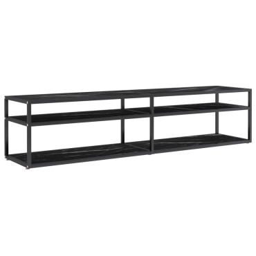 vidaXL Έπιπλο Τηλεόρασης Λευκό Όψη Μαρμάρου 180x40x40,5cm Γυαλί Ασφαλ.