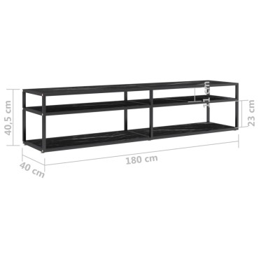 vidaXL Έπιπλο Τηλεόρασης Λευκό Όψη Μαρμάρου 180x40x40,5cm Γυαλί Ασφαλ.
