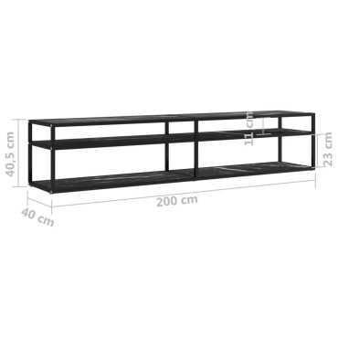 vidaXL Έπιπλο Τηλεόρασης Λευκό Όψη Μαρμάρου 200x40x40,5cm Γυαλί Ασφαλ.