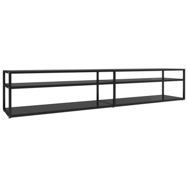 vidaXL Έπιπλο Τηλεόρασης Μαύρο 220x40x40,5cm από Ψημένο Γυαλί