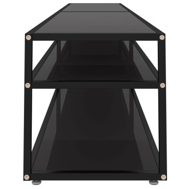 vidaXL Έπιπλο Τηλεόρασης Μαύρο 220x40x40,5cm από Ψημένο Γυαλί