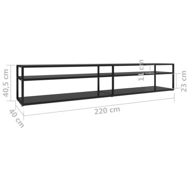 vidaXL Έπιπλο Τηλεόρασης Μαύρο 220x40x40,5cm από Ψημένο Γυαλί