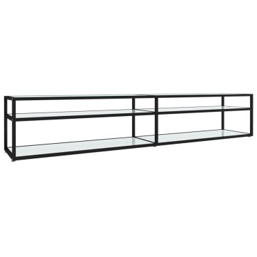 vidaXL Έπιπλο Τηλεόρασης Λευκό Όψη Μαρμάρου 220x40x40,5cm Ψημένο Γυαλί