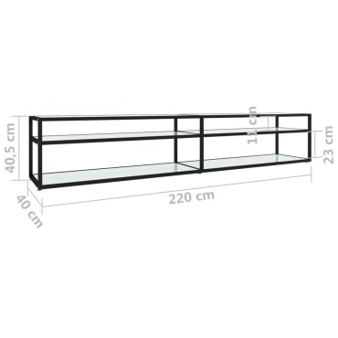 vidaXL Έπιπλο Τηλεόρασης Λευκό Όψη Μαρμάρου 220x40x40,5cm Ψημένο Γυαλί