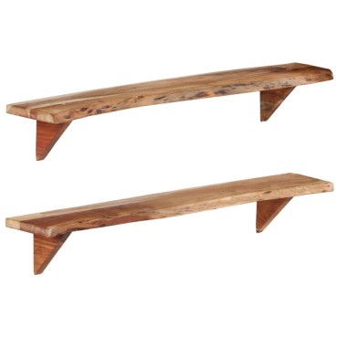 vidaXL Ράφια Τοίχου 2 τεμ. 110x20x18cm από Μασίφ Ξύλο Ακακίας