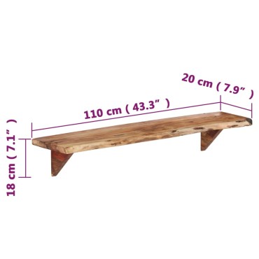 vidaXL Ράφια Τοίχου 2 τεμ. 110x20x18cm από Μασίφ Ξύλο Ακακίας