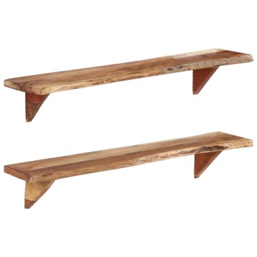 vidaXL Ράφια Τοίχου 2 τεμ. 110x20x18cm από Μασίφ Ξύλο Ακακίας