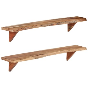 vidaXL Ράφια Τοίχου 2 τεμ. 110x20x18cm από Μασίφ Ξύλο Ακακίας