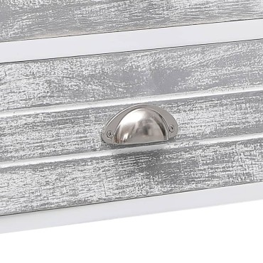 vidaXL Έπιπλο Τηλεόρασης Λευκό/Γκρι 108x30x40cm Μασίφ Ξύλο Παυλώνιας