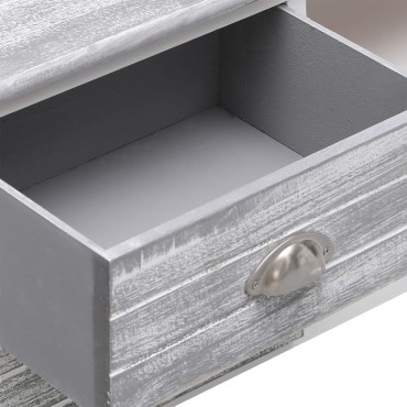 vidaXL Έπιπλο Τηλεόρασης Λευκό/Γκρι 108x30x40cm Μασίφ Ξύλο Παυλώνιας