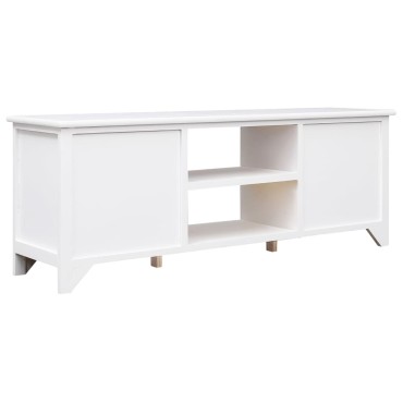vidaXL Έπιπλο Τηλεόρασης Λευκό 108x30x40cm από Μασίφ Ξύλο Παυλώνιας