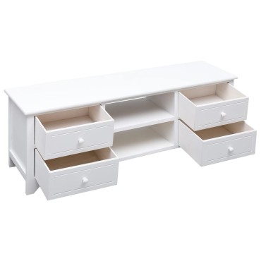 vidaXL Έπιπλο Τηλεόρασης Λευκό 108x30x40cm από Μασίφ Ξύλο Παυλώνιας