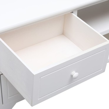 vidaXL Έπιπλο Τηλεόρασης Λευκό 108x30x40cm από Μασίφ Ξύλο Παυλώνιας