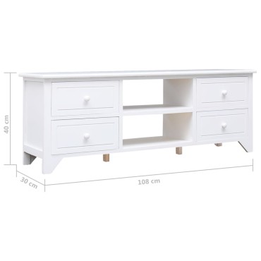 vidaXL Έπιπλο Τηλεόρασης Λευκό 108x30x40cm από Μασίφ Ξύλο Παυλώνιας