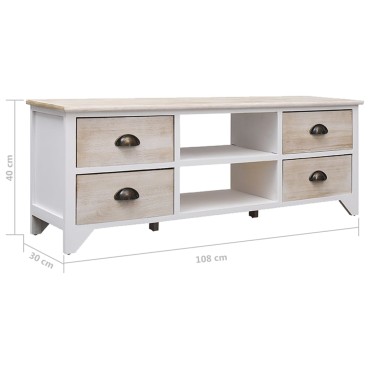 vidaXL Έπιπλο Τηλεόρασης 108x30x40cm από Μασίφ Ξύλο Παυλώνιας
