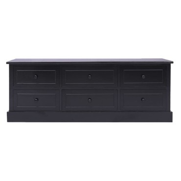 vidaXL Έπιπλο Τηλεόρασης Μαύρο 108x30x40cm από Μασίφ Ξύλο Παυλώνιας