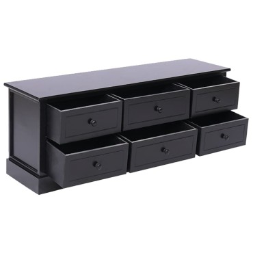 vidaXL Έπιπλο Τηλεόρασης Μαύρο 108x30x40cm από Μασίφ Ξύλο Παυλώνιας