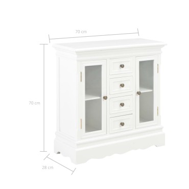 vidaXL Συρταριέρα Λευκή 70x28x70cm από Μασίφ Ξύλο Πεύκου 1 τεμ.