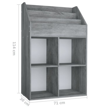 vidaXL Παιδική Ραφιέρα Περιοδικών Γκρι Σκυρ. 71x30x114cm Επεξ. Ξύλο 1 τεμ.