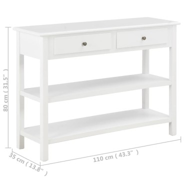 vidaXL Κονσόλα Λευκή 110x35x80cm από MDF 1 τεμ.