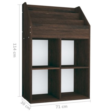 vidaXL Παιδική Ραφιέρα Περιοδικ. Καπνιστή Δρυς 71x30x114cm Επεξ. Ξύλο 1 τεμ.
