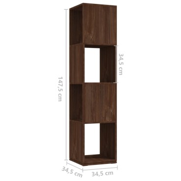 vidaXL Ντουλάπι Περιστρ. Καφέ Δρυς 34,5x34,5x75,5cm Επεξ. Ξύλο 1 τεμ.