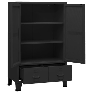 vidaXL Αρχειοθήκη Βιομηχανικού Στιλ Μαύρη 70x40x115cm Ατσάλινη 1 τεμ.