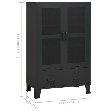 vidaXL Αρχειοθήκη Βιομηχανικού Στιλ Μαύρη 70x40x115cm Ατσάλινη 1 τεμ.