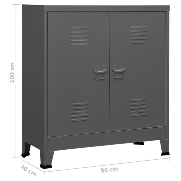 vidaXL Αρχειοθήκη Βιομηχανικού Στιλ Ανθρακί 90x40x100cm Ατσάλινη 1 τεμ.