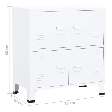 vidaXL Αρχειοθήκη Βιομηχανικού Στιλ Λευκή 75x40x80cm Ατσάλινη 1 τεμ.