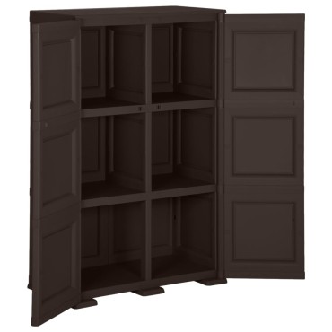 vidaXL Πλαστικό Ντουλάπι Καφέ 79x43x125cm με Σχέδιο Ξύλου 1 τεμ.