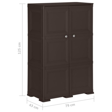 vidaXL Πλαστικό Ντουλάπι Καφέ 79x43x125cm με Σχέδιο Ξύλου 1 τεμ.