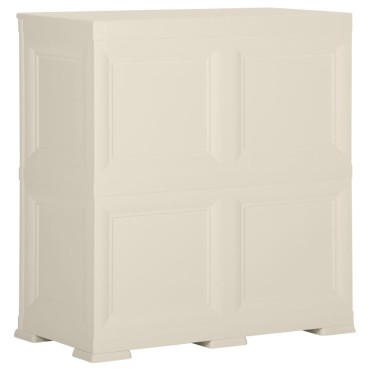 vidaXL Πλαστικό Ντουλάπι Κρεμ Ανοιχτό 79x43x85,5cm με Σχέδιο Ξύλου 1 τεμ.