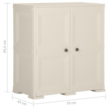 vidaXL Πλαστικό Ντουλάπι Κρεμ Ανοιχτό 79x43x85,5cm με Σχέδιο Ξύλου 1 τεμ.