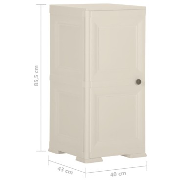 vidaXL Πλαστικό Ντουλάπι Κρεμ Ανοιχτό 40x43x85,5cm με Σχέδιο Ξύλου 1 τεμ.