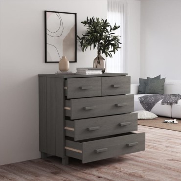 vidaXL Συρταριέρα HAMAR Αν. Γκρι 79x40x80cm από Μασίφ Ξύλο Πεύκου 1 τεμ.