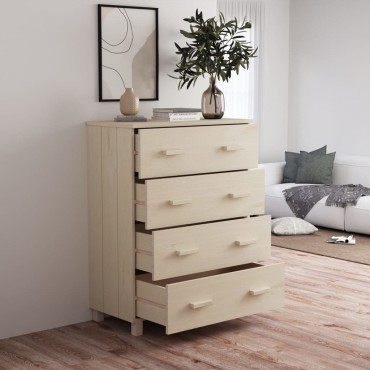 vidaXL Συρταριέρα HAMAR Καφέ Μελί 79x40x103,5cm Μασίφ Ξύλο Πεύκου 1 τεμ.