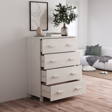 vidaXL Συρταριέρα HAMAR Λευκή 79x40x103,5cm από Μασίφ Ξύλο Πεύκου 1 τεμ.