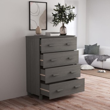vidaXL Συρταριέρα HAMAR Αν. Γκρι 79x40x103,5cm από Μασίφ Ξύλο Πεύκου 1 τεμ.