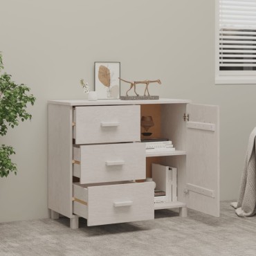 vidaXL Συρταριέρα HAMAR Λευκή 90x40x80cm Μασίφ Ξύλο Πεύκου 1 τεμ.