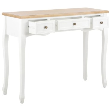280044 vidaXL Dressing Console Table with 3 Drawers White 100x35x78cm