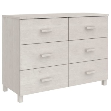 vidaXL Συρταριέρα HAMAR Λευκό 113x40x80cm από Μασίφ Ξύλο Πεύκου 1 τεμ.