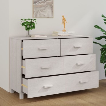 vidaXL Συρταριέρα HAMAR Λευκό 113x40x80cm από Μασίφ Ξύλο Πεύκου 1 τεμ.