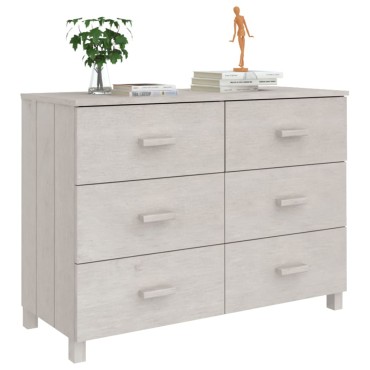 vidaXL Συρταριέρα HAMAR Λευκό 113x40x80cm από Μασίφ Ξύλο Πεύκου 1 τεμ.