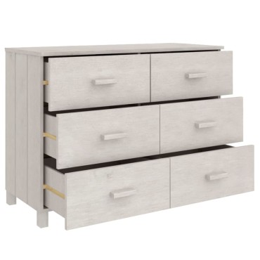 vidaXL Συρταριέρα HAMAR Λευκό 113x40x80cm από Μασίφ Ξύλο Πεύκου 1 τεμ.