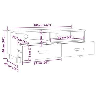 vidaXL Έπιπλο Τηλεόρασης HAMAR Μελί 106x40x40cm Μασίφ Ξύλο Πεύκου
