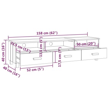 vidaXL Έπιπλο Τηλεόρασης HAMAR Μελί 158x40x40cm Μασίφ Ξύλο Πεύκου