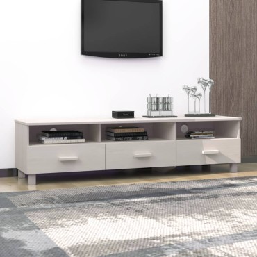 vidaXL Έπιπλο Τηλεόρασης HAMAR Λευκό 158x40x40cm Μασίφ Ξύλο Πεύκου