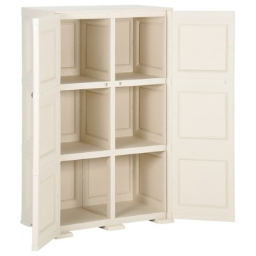 vidaXL Πλαστικό Ντουλάπι Κρεμ Ανοιχτό 79x43x125cm με Σχέδιο Ξύλου 1 τεμ.