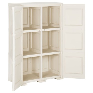 vidaXL Πλαστικό Ντουλάπι Angora Λευκό 79x43x125cm με Σχέδιο Ξύλου 1 τεμ.